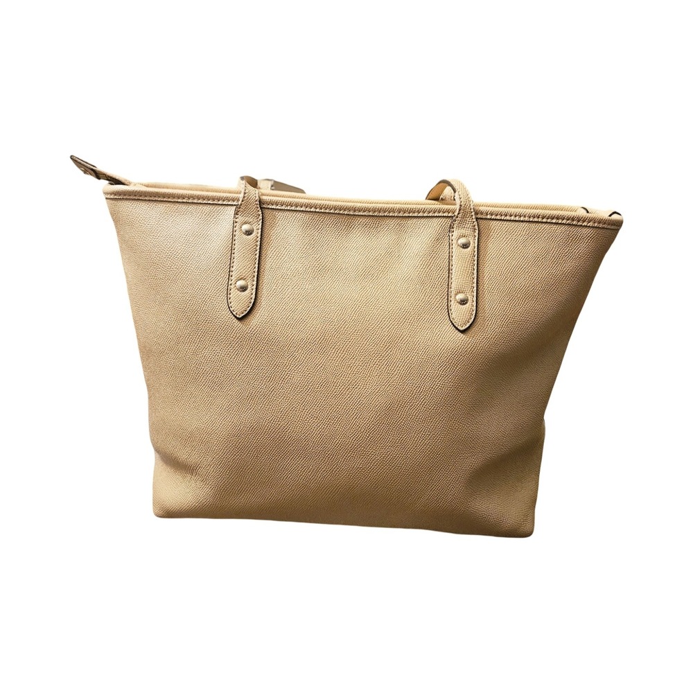 Coach City Zip Tote Beige Crossgrain Leather Shoulder Bag F57522